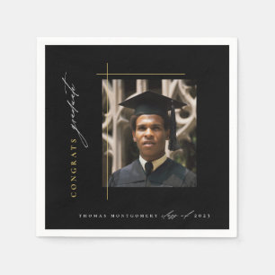 Modern Black Graduation Party Napkin