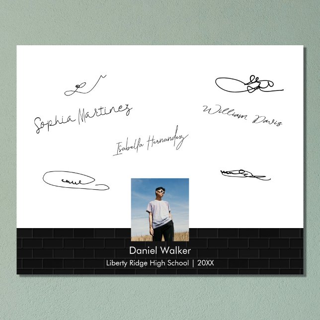 Modern Black Graduation Party Signing Guest  Photo Print (Creator Uploaded)