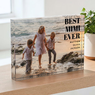 Modern Black Grandkids Names Simple Best Mimi Ever Photo Block