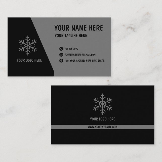 Modern Black Gray Minimal Business Card Template (Front/Back)