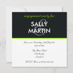 Modern Black & Green Engagement Party Invitation