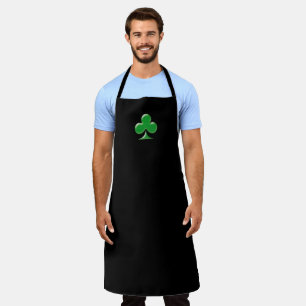 Modern black green Irish Clover shamrock solid Apron
