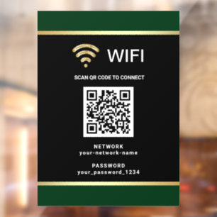 Modern Black Green QR Code Wifi Network Password