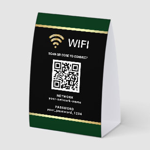 Modern Black Green QR Code Wifi Network Password