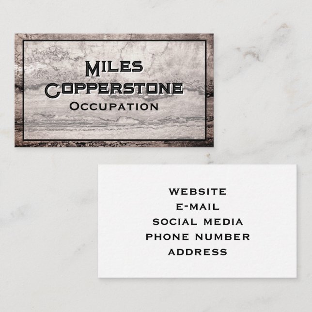 Modern black grey brown granite marble stone  business card (Front/Back)