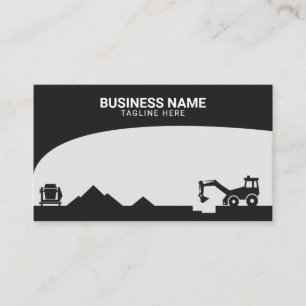 Modern Black & Grey Construction Site Silhouette Business Card