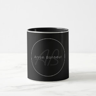 Modern Black & Grey   Cool Name & Monogram Mug