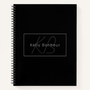 Modern Black & Grey   Cool Name & Monogram Notebook