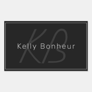Modern Black & Grey   Cool Name & Monogram Rectangular Sticker