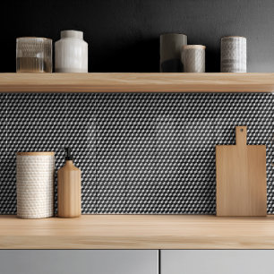 Modern Black Grey Geometric 3D Cube Pattern Ceramic Tile