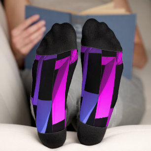 Modern Black & Grey Geometric Pattern Socks