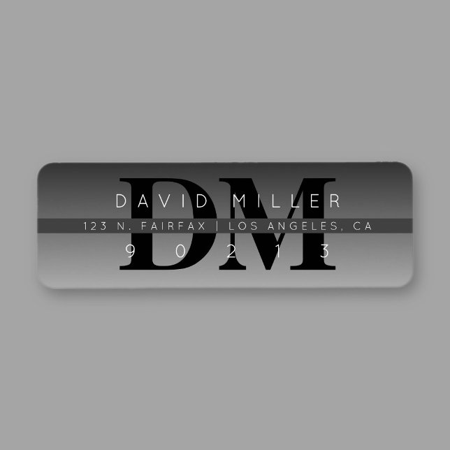 Modern Black Grey Gradient Return Address Label (Creator Uploaded)