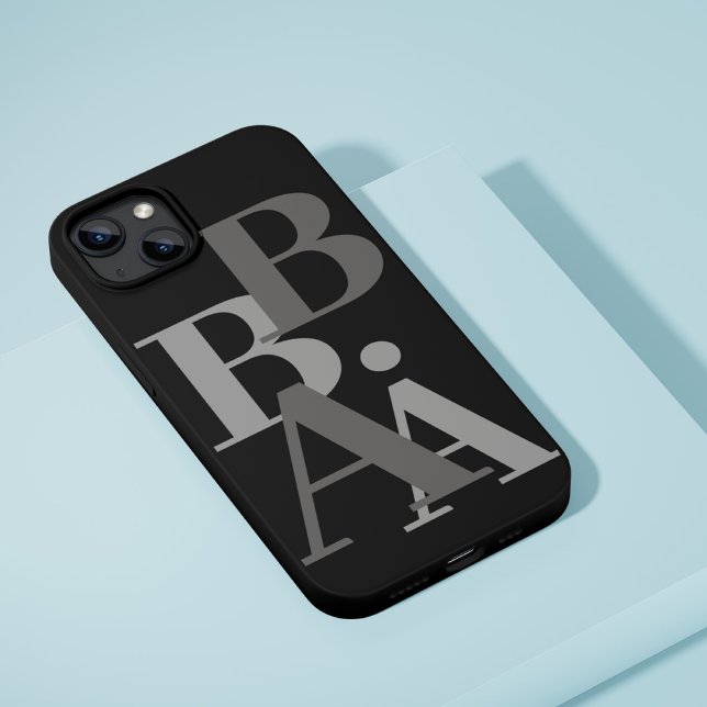 Modern Black & Grey initial minimal contemporary iPhone Case (Creator Uploaded)