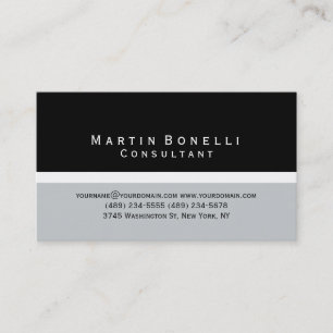 Modern Black Grey Minimal Consultant Business Card