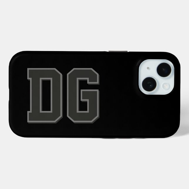 Modern Black Grey Monogram Initials Case-Mate iPhone Case (Back (Horizontal))