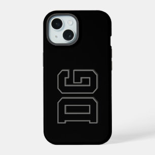 Modern Black Grey Monogram Initials iPhone 15 Case