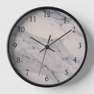 Modern black grey pink marble pattern  clock