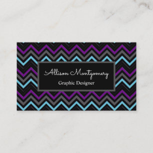 Modern Black, Grey, Purple, and Ice Blue Business Card