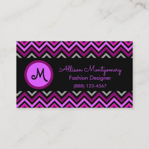 Modern Black, Grey, Purple, Pink, and Hot Pink Business Card