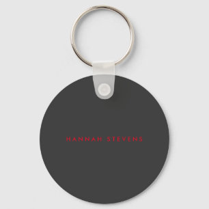 Modern Black Grey Red Professional Your Name Key Ring
