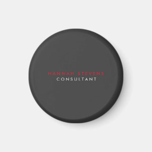 Modern Black Grey Red Professional Your Name Magnet