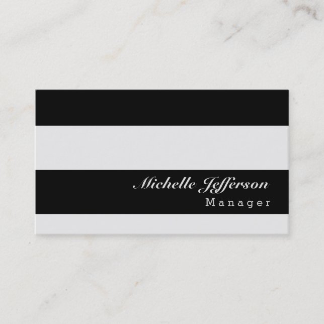 Modern Black Grey Stripe Pattern Business Card (Front)