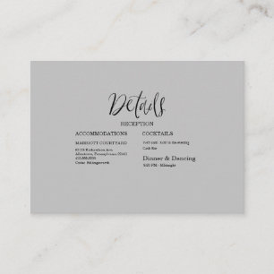 Modern Black  & Grey Wedding Details Enclosure Card