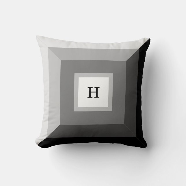 Modern Black, Grey & White Geometric Abstract Art  Cushion (Front)