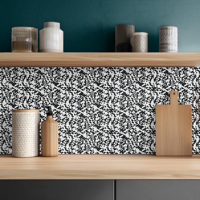 Modern Black Grey White Geometric Triangles Ceramic Tile (Creator Uploaded)