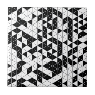 Modern Black Grey White Geometric Triangles Ceramic Tile