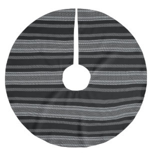 Modern black grey white graphic striped pattern brushed polyester tree skirt