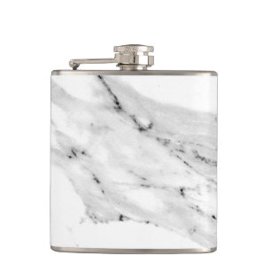 Modern black grey white marble pattern hip flask