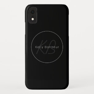 Modern Black & Greys Cool Name & Monogram iPhone XR Case