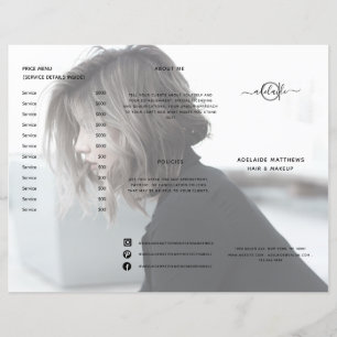 Modern Black Hair Salon Price List Service Menu