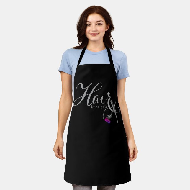 Modern Black Hair Stylist Apron (Worn)