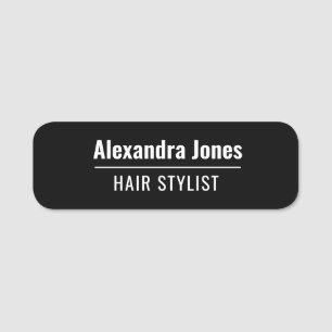 Modern Black Hair Stylist Name Tag