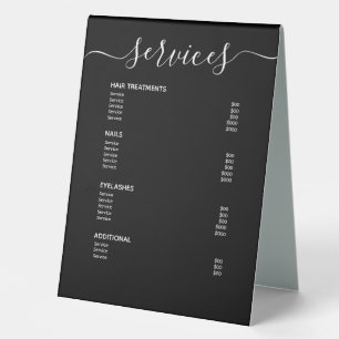 Modern Black Hair Stylist Price List Service Menu