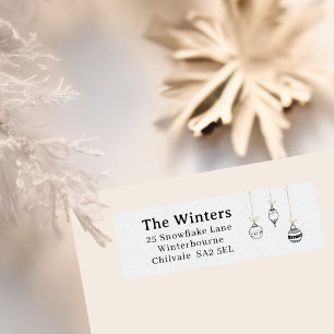 Modern Black Hand-Drawn Minimalist Address Label Return Address Label