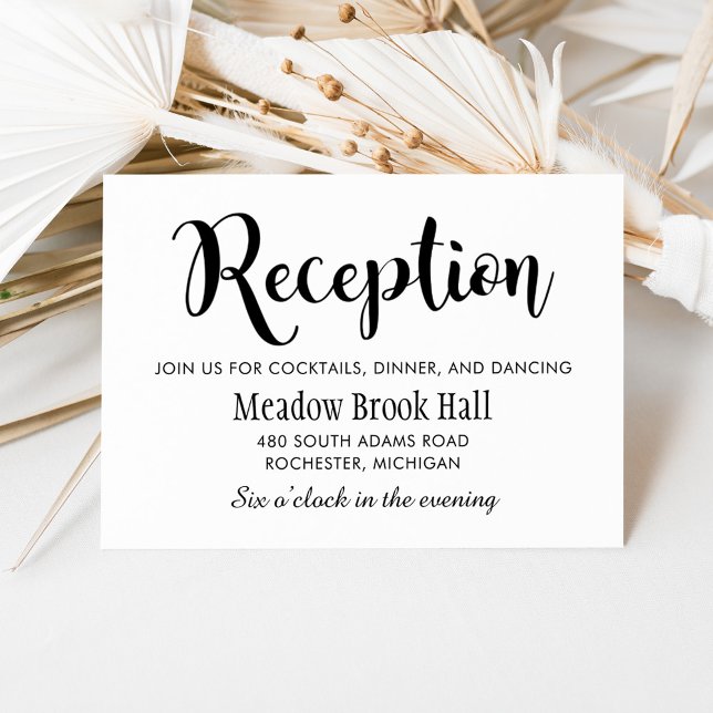 Modern Black Handwritten Script Wedding Reception Enclosure Card (Creator Uploaded)
