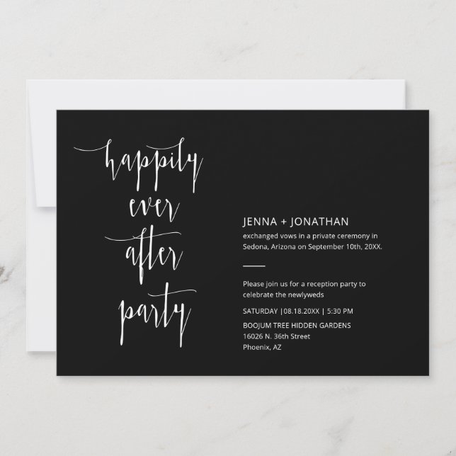 Modern Black Happily Ever After QR Code Photo Invitation (Front)