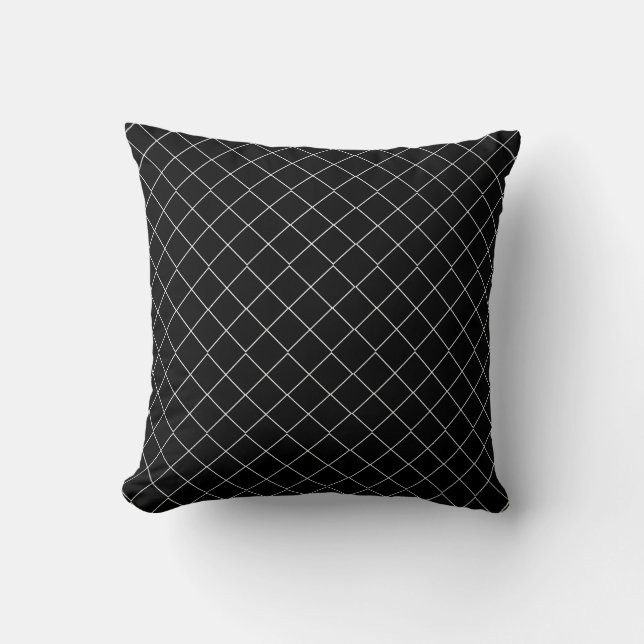Modern Black Harlequin Pattern Pillow (Front)