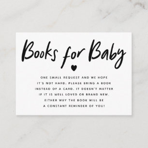 Modern Black Heart Baby Shower Book Request Enclosure Card