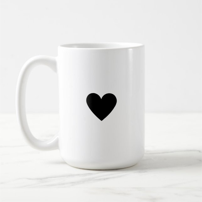 Modern Black Heart Minimalist Simple Chic Custom Coffee Mug (Left)