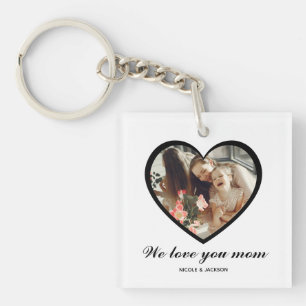 Modern Black Heart One Photo Love You Mum Key Ring