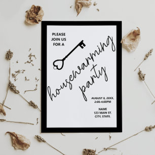 Modern Black Housewarming Open House Invitation Postcard