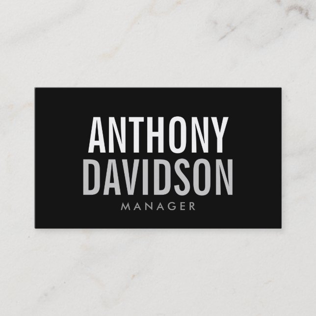 Modern Black Huge Bold Text Business Card (Front)