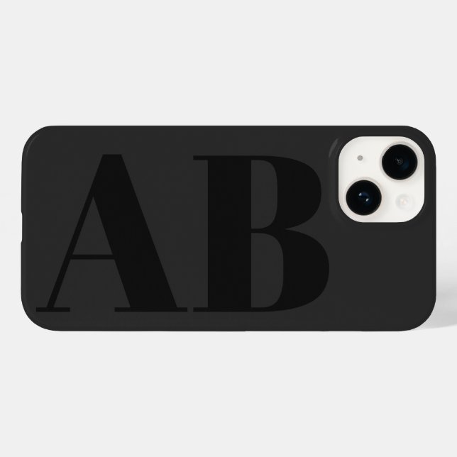 Modern black initial minimal contemporary Case-Mate iPhone case (Back (Horizontal))