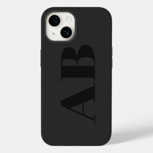 Modern black initial minimal contemporary iPhone 14 case