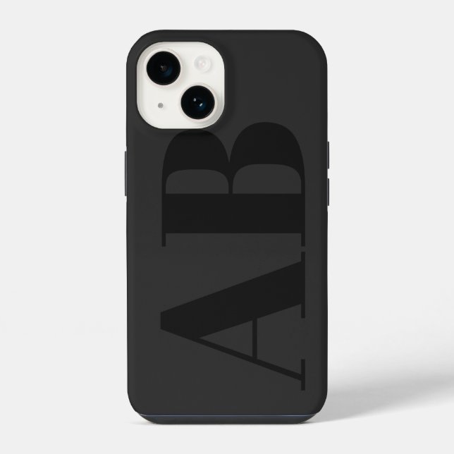 Modern black initial minimal contemporary iPhone case (Back)