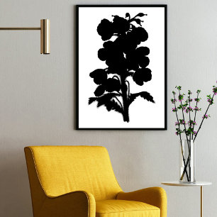 Modern Black Ink Abstract Garden Floral Art Poster